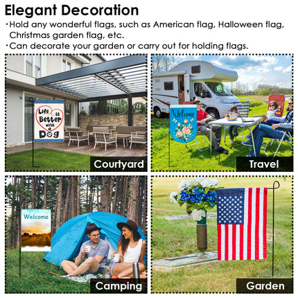 1Pc Garden Flag Stand Flagpole Weatherproof Wrought Iron Coated Yard Flag Holder For Yard Flag Party Banner Fits 11.8x17.7in Flag For Christmas Halloween Outdoor Decoration