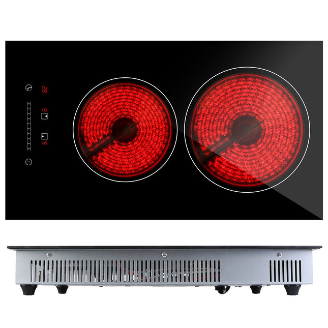 1Pc Dual Induction Burners Electric Cooktop 110V Total 1900W Electric Stove Built In Electric Ceramic Stove With Timer Setting 9 Firepower Levels Over Heating Protection