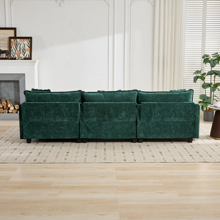 Cloud Sofa 3 Seats Ottoman Is Not Included, Modern Sectional Couch, For Living Room Bedroom And Apartment, Comfy Double Layer Upholstered Seat Cushion, Breathable Chenille Fabric,Green,SW5013GN