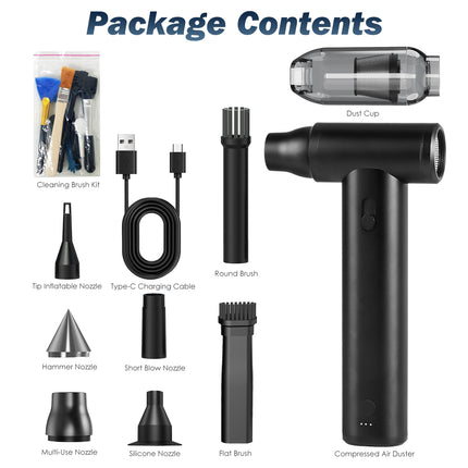 1Set Compressed Air Duster Brushless Motor 250000RPM Stepless Variable Speed 1WmAh Battery Cordless Dust Blower Vacuum Cleaner Portable Jet Dry Blower For PC Keyboard Car Home