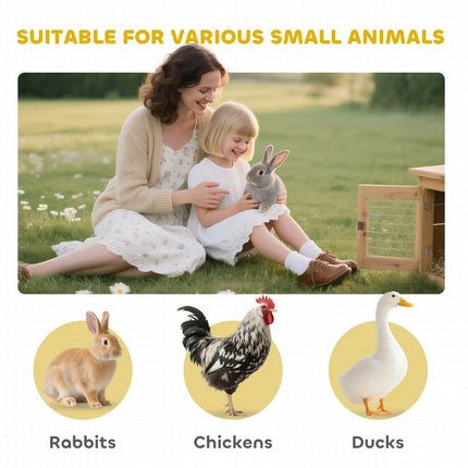 Wooden Rabbit Hutch Elevated Bunny Cage Indoor Small Animal Habitat With Enclosed Run With Wheels, Ramp, Removable Tray For Rabbits, Chickens, Ducks, Guinea Pigs, Gray