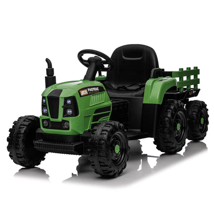 Ride On Tractor With Trailer,24V 400W Powered Electric Tractor Toy W Remote Control,electric Car For Kids,Three Speed Adjustable,Power Display, USB,MP3 ,Bluetooth,LED Light,Two-point Safety Belt.