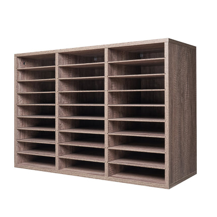 Literature Organizer, 27 Compartments Office Mailbox With Removable Shelves, Wood Mailbox Sorter Particle Board Office Home Classroom Storage, File Sorter For File, Document, Paper, Black-Grey
