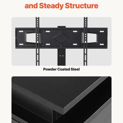 60" TV Stand With Mount For Up To 75 In TVs, Entertainment Center With Power Outlet & LED Lights, Height Adjustable TV Console With Mount With 3 Tiers Storage Cabinets For Bedroom, Living Room
