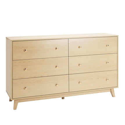 6 Drawer Dresser, Wooden Chest Of Drawers With Sliding With Anti-tip Device, Modern Minimalist Dresser Chest, Closet Storage Organizer For Living Room, Hallway, Bedroom, Entryway, Light Wood