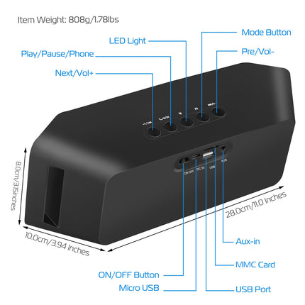 1Pc LED Wireless Speaker Dynamic Multicolor Hands-free FM Radio USB MMC Reading Aux In For Party Camping Travel