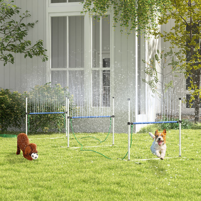 4pc Dog Agility Training Equipment Set with Spray Water Tube, White