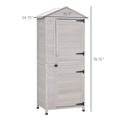 Wooden Garden Cabinet 4-Tier Storage Shed Lockable Organizer w/ Foot Pad Handle