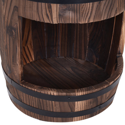 23" H Outdoor Water Fountain Wood and Plastic Rustic Apple Barrel Pump Garden Decor for Outside Backyard