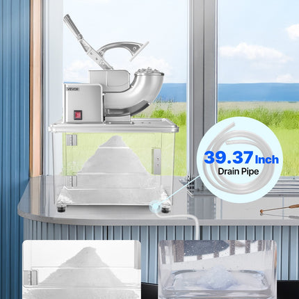 Commercial Ice Crusher 661LBS/H Electric Snow Cone Maker Shaved Ice White
