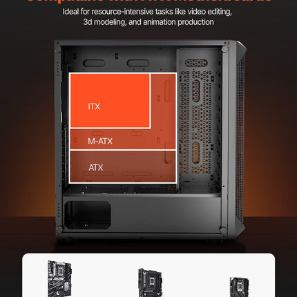 PC Gaming Case Mid-Tower Computer Case With 4 X 120 Mm Fans For ATX/M-ATX/ITX