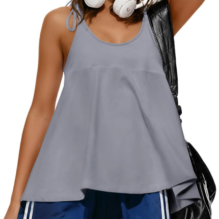 Fisoew Womens Workout Tank Tops Sleeveless Scoop Neck Racerback Loose Summer Active Running Gym Babydoll Shirts