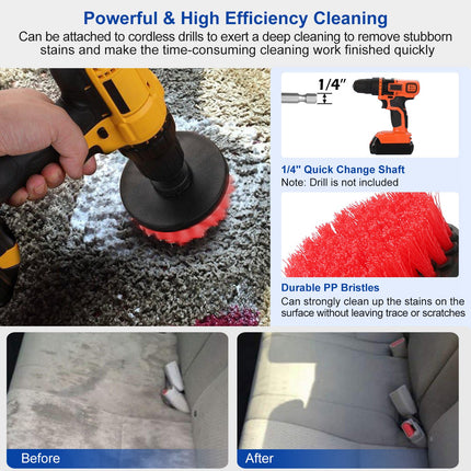 3Pcs Per Set Drill Brush Power Scrubber Cleaning Brush For Car Carpet Wall Tile Tub Cleaner Combo Brush Only