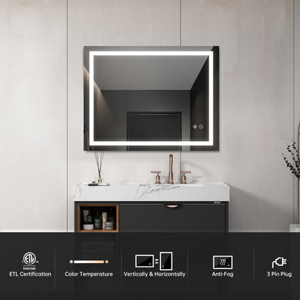 LED Bathroom Mirror With Touch Button Control