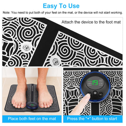 1Pc Foot Massage Pad Electric Stimulator Massager Unit Leg Reshaping Muscle Pain Relax Foldable Massage Mat With 8 Modes 19 Intensity Levels Remote Control