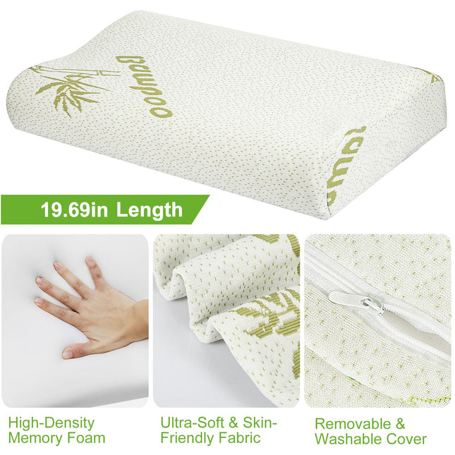 S-L Size Options -- 1Pc Bamboo Memory Foam Sleep Pillow Contoured Cervical Orthopedic Pillow Neck Support Breath Pillow