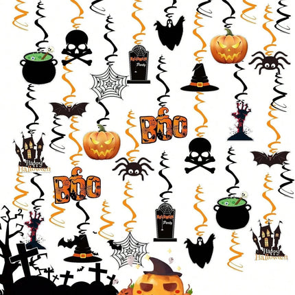 36 Pcs Halloween Hanging Swirl Decorations Halloween Spooky Ceiling Decor With Ghost Pumpkin Skull Witches Spider Bat For Home Indoor Outdoor Party Office Halloween Party Decor Supplies