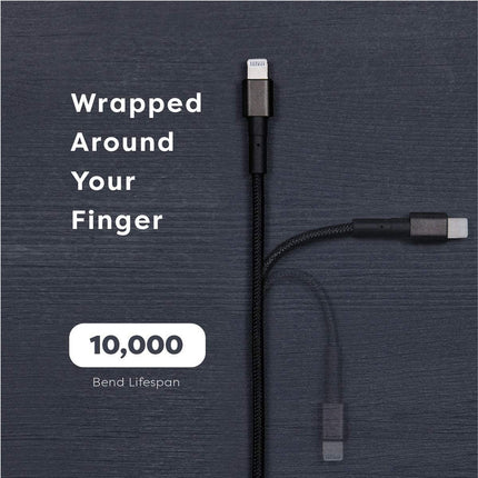 150cm 180cm USB Charging Cable A Pple MFi Certified, Nylon Braided Jacket,Black Premium Series