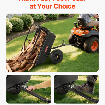 Dump Trailer 500 Lbs 10 Cu. Ft Tow Behind Plastic Garden ATV Trailer Cart