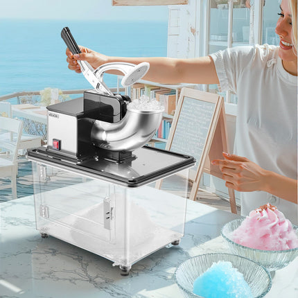 Commercial Ice Crusher 661LBS/H Electric Snow Cone Maker Shaved Ice Black