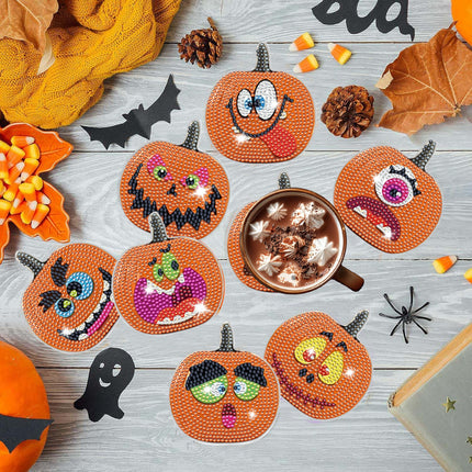 8 Packs Halloween Rhinestones Art Coasters