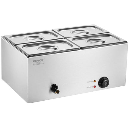 Commercial Electric Food Warmer 4-Pan Countertop Buffet 15.9QT Bain Marie