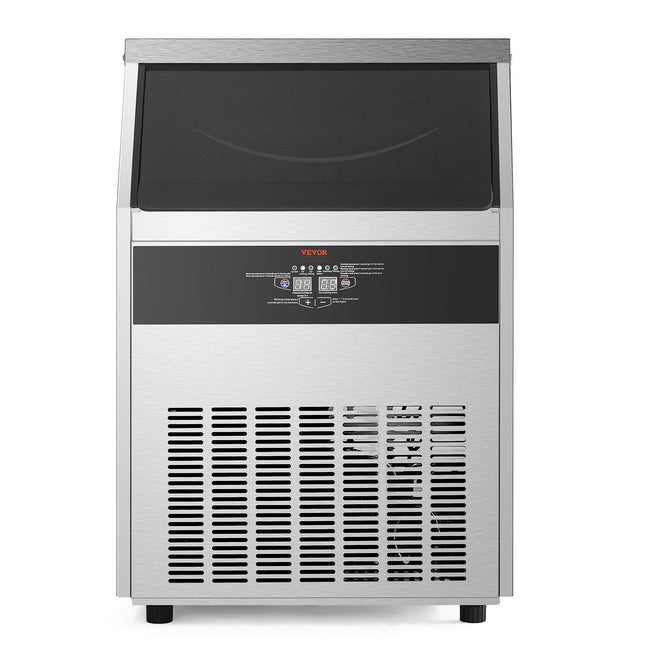 160lbs/24H Commercial Ice Maker Machine, 66lbs Storage Capacity Ice Maker With Drain Pump, 80 Ice Cubes In 15 Minutes, LED Digital Display Freestanding Self-Cleaning For Bar Office Restaurant