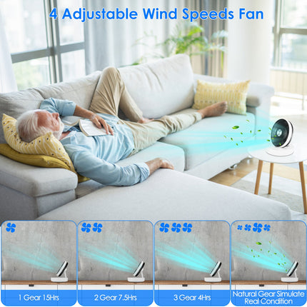 Foldable Rechargeable LED Desk Fan Wall Mounted Fan With Magnetic Remote Hanging Oscillating Fan With 4 Speeds 2 Brightness Time Setting Automatic Rotation