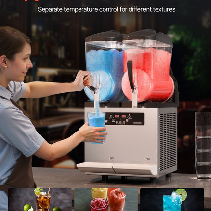12Lx2 Tank Commercial Slushy Machine Margarita Smoothie Frozen Drink Maker