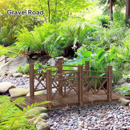 5 ft. Wooden Garden Bridge Footbridge for Backyard Ponds, Creeks, Streams, Carbonized
