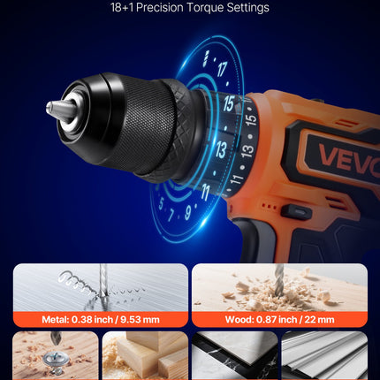 Cordless Drill Driver, 5-In-1, Metal Chuck, Dual-Speed Variable, Drill Driver Kit With 2 Lithium Batteries And Charger, Tool Box, For Wood And Metal Drilling, Screw Tightening Or Loosening