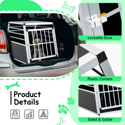 Aluminum Transport Case,  Aluminum Car Carrier, Travel Carrier, Suitable For Cats And Dogs, Black And Silver.
