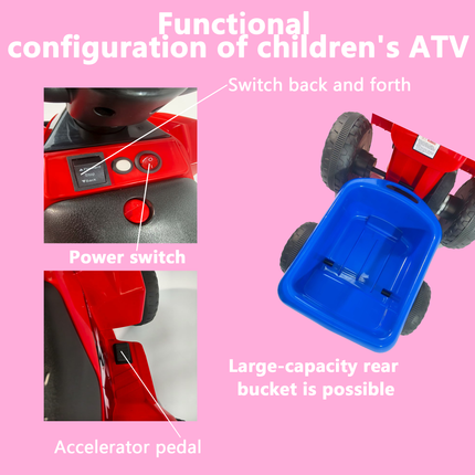 Ride On Toys For Toddlers 1.5-4 Years Old,   With Rear Bucket, Forward Reverse 2 Gears, Max 3MPH Speed Big Tire, Electric Vehicle ATV Car Best Gift For Age1.5-4 Boy Girl