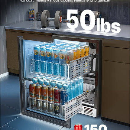 24 Inches Drawer Refrigerator Stainless Steel Dual Drawer Fridge For Home