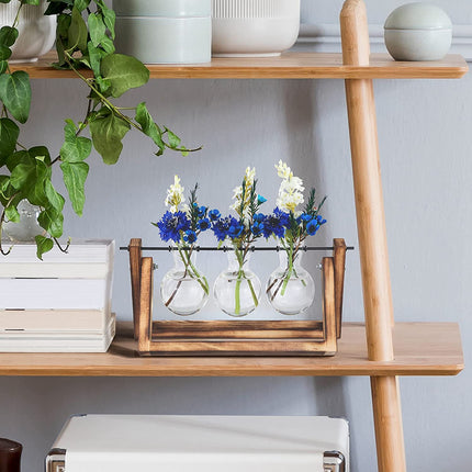 1Pc Desktop Glass Planter Bulb Plant Terrarium With Wooden Stand Air Planter Glass Vase Metal Swivel Plant Vase For Hydroponics
