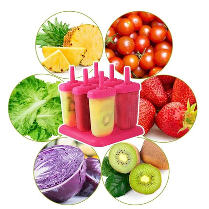 6Pcs Popsicle Molds Reusable Ice Cream DIY Ice Maker Ice