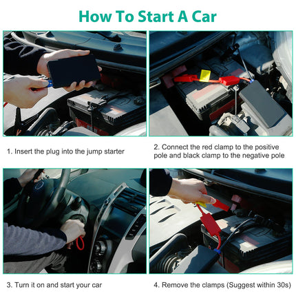 12V Car Jumper Starter 400A Peak 20000mAh Battery Charger Power Bank Portable Power Booster Battery With 3 Flashlight Modes