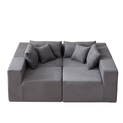104-Inch Corduroy  Modular L Shaped Sectional Sofa,Luxury Floor Couch Set,Upholstered Indoor Furniture,Foam-Filled Compressed Sofa For Living Room,Bedroom,4 PC Free Combination