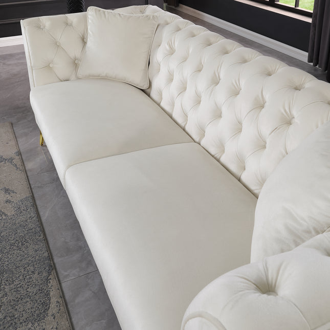 Chesterfield Sofa ,Stanford Sofa ,  High Quality Chesterfield Sofa ,BEIGE , Tufted And Wrinkled Fabric  Sofa Contemporary Stanford Sofa .loverseate Tufted Sofa With Scroll  Arm And Scroll Back