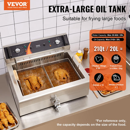 Commercial Electric Deep Fryer Countertop Deep Fryer 3000W 30.6Qt / 29L