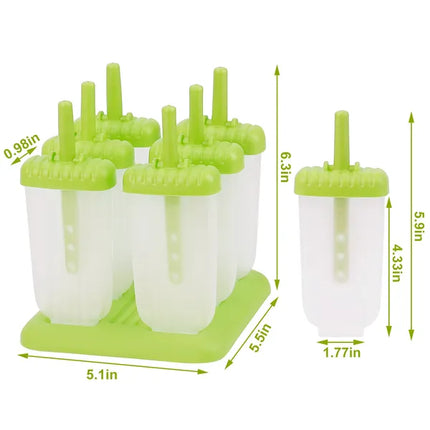 6Pcs Popsicle Molds Reusable Ice Cream DIY Ice Pop Maker Ice Bar Maker Plastic Popsicle Mold For Homemade Iced Snacks