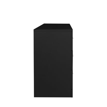 Black Particle Board With Triamcinol, Six Drawer Cabinet