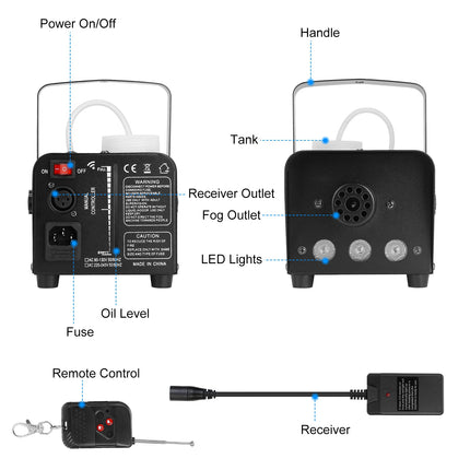 1Pc 400W Fog Machine RGB LED Party Club DJ Fogger Rapid Heating Remote Control Wedding Stage Smoke Machine