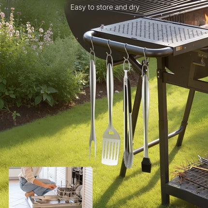 4PCS Grilling Tool Set BBQ Grill Accessories Stainless Steel Barbecue Utensil