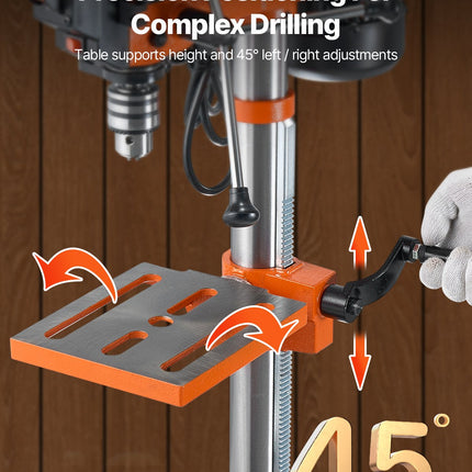 10'' 5-Speed Benchtop Drill Press Cast Iron Drill Press 3.2A 610-2800RPM