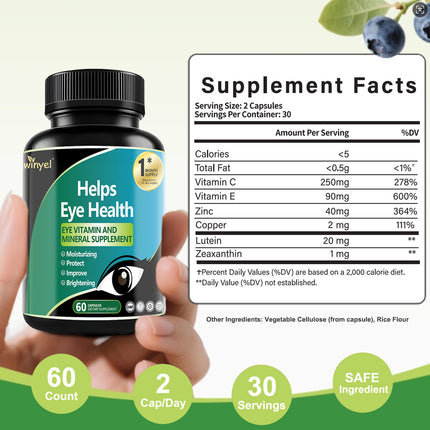 Lutein Eye Supplement - Vitamins, 30-Day Supply For Vision Clarity & Blue Light Protection, Retinal Health For Youngsters & Adults