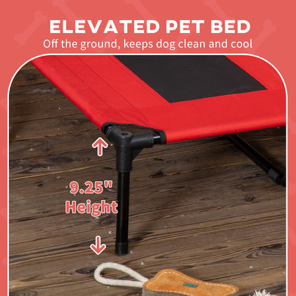 48" x 36" Elevated Portable Dog Cot Cooling Pet Bed with UV Protection Canopy Shade, Red