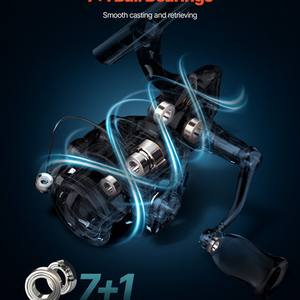 Rod And Fishing Reel Combo, IM6 Carbon Fiber Spinning Rod And Reel Combo, Bass Fishing Pole With 6.5 Ft Two-Piece Rods, 7+1 Ball Bearings, EVA Handle, Stainless Steel Guides With Ceramic Rings