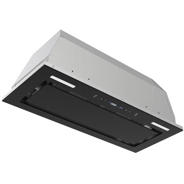 Range Hood Insert 30 Inch 800 CFM, Built-in Vent Hood Black Glass Gesture & Touch Control Kitchen Exhaust Fan, Mesh Filters Recirculating Stove Hood Dual LED Lights Ducted/Ductless Convertible