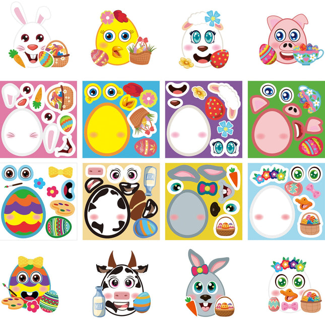 320 Easter Egg Animal Stickers Make Your Own Easter Egg Face Stickers DIY Easter Basket Stuffing Game School Goody Bag Reward Party Favor Supply